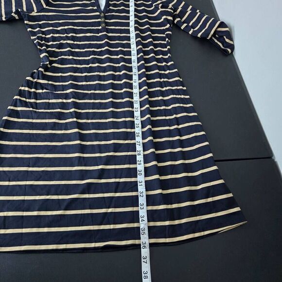 J Mclaughlin Womens Catalina Cloth Henley Dress Size Large Black Striped Coastal - Picture 7 of 7